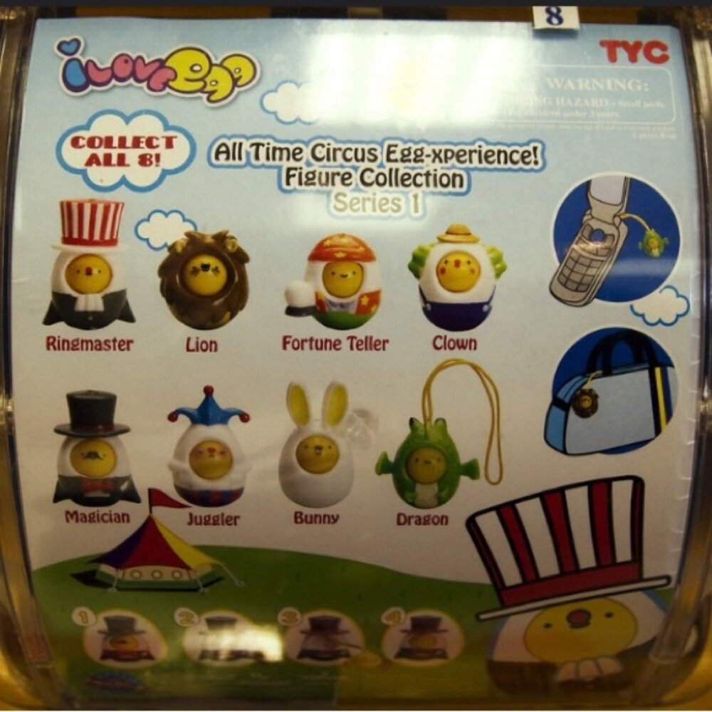 I Love Eggs phone charm complete set